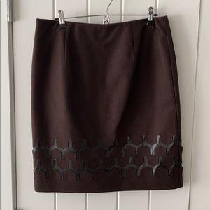 W by Worth Brown Felt Wool Skirt